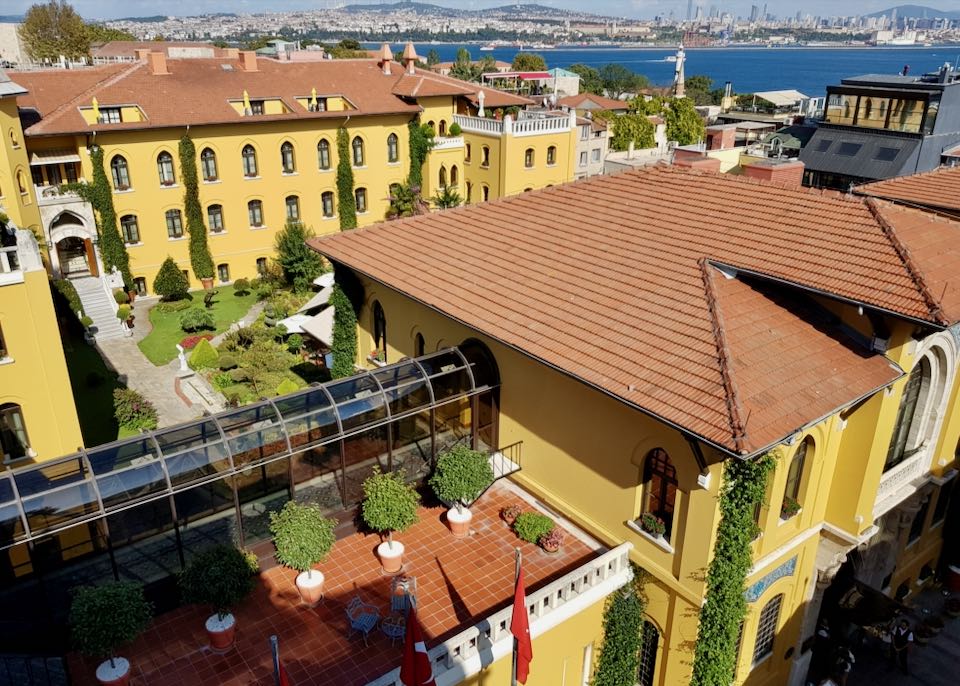 The colorful Four Seasons Sultanahmet is the best luxury hotel near the Hagia Sofia and Blue Mosque.