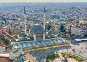 The view of Taksim Square from the Marmara Taksim Hotel.